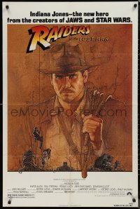 1t0913 RAIDERS OF THE LOST ARK 1sh 1981 great art of adventurer Harrison Ford by Richard Amsel