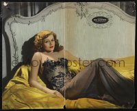 1t0094 RITA HAYWORTH magazine page 1942 Hurrell portrait of the actress on bed from November Esquire