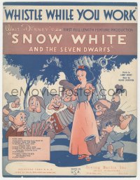 1t0114 SNOW WHITE & THE SEVEN DWARFS sheet music 1937 Disney cartoon classic, Whistle While You Work