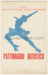 1t0205 FEDERAZIONE ITALIANA HOCKEY E PATTINAGGIO 8x13 Italian special poster 1950s art of woman!