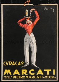 1t0152 MARCATI 10x13 Italian advertising poster 1925 cool S. Canciany art of waiter serving drink!