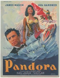 1t0085 PANDORA & THE FLYING DUTCHMAN 2pg French trade ad 1951 Mar Jeanne art of Ava Gardner & Mason!