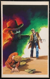 1t0412 HEROES DE LA PRADERA signed 9x15 Mexican original art 1960s by Dorantes, western horror image!