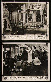 1t2095 MAN WHO SHOT LIBERTY VALANCE 7 English FOH LCs 1962 John Wayne, James Stewart, Marvin, Ford!