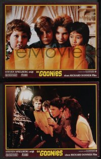 1t0257 GOONIES 8 German LCs 1985 Josh Brolin, teen adventure classic, cool different images!