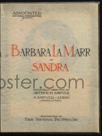 1t0383 SANDRA promo brochure 1924 wonderful portraits of sexy Barbara La Marr, one by Hal Phyfe!