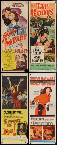 1x0853 LOT OF 7 MOSTLY UNFOLDED SUSAN HAYWARD INSERTS & WINDOW CARDS 1950s-1960s cool movie images!