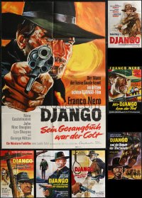 1x0522 LOT OF 7 FOLDED DJANGO GERMAN A1 POSTERS 1960s-1970s great spaghetti western artwork!