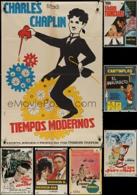 1x0948 LOT OF 10 FORMERLY FOLDED SPANISH POSTERS 1960s-1970s a variety of cool movie images!