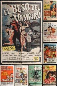 1x0273 LOT OF 11 FOLDED SPANISH LANGUAGE ONE-SHEETS 1940s-1960s a variety of movie images!