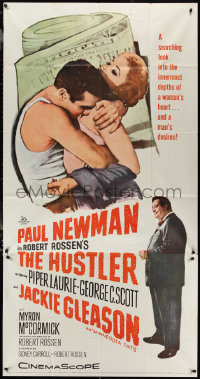 1y0331 HUSTLER 3sh 1961 pool pros Paul Newman & Jackie Gleason, plus sexy Piper Laurie!