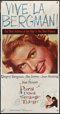 1y0339 PARIS DOES STRANGE THINGS 3sh 1957 Jean Renoir's Elena et les hommes, c/u of Ingrid Bergman!