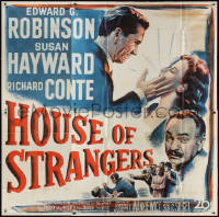 1y0315 HOUSE OF STRANGERS 6sh 1949 Edward G. Robinson, Richard Conte slaps Susan Hayward, rare!