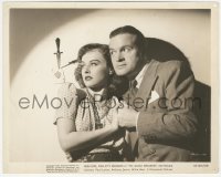 1y1923 GHOST BREAKERS 8x10.25 still 1940 scared Paulette Goddard & Bob Hope by knife & card on wall!