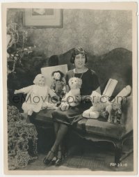 1y1928 GLORIA SWANSON 8x10 key book still 1920s on couch at home with stuffed dolls for Christmas!