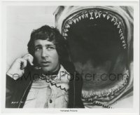 1y1956 JAWS candid 8.25x10 still 1975 director Steven Speilberg on phone by cool shark poster!