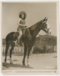 1y2037 PEGGY DIGGINS 8x10.25 still 1940 cute cowgirl in swimwear, hat & boots on horseback!