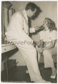 1y2051 RITA HAYWORTH/ORSON WELLES 6.5x9.5 still 1946 he's admiring his sexy wife in dressing room!