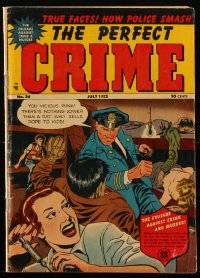 1y0420 PERFECT CRIME #26 comic book July 1952 art of cop beating vicious punk who sells dope to kids!