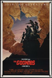 1y0723 GOONIES 1sh 1985 Josh Brolin, teen adventure classic, cool treasure map art by John Alvin!