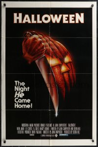 1y0729 HALLOWEEN 1sh 1978 John Carpenter classic, great Bob Gleason art with green ratings box!