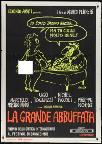 1y0296 GRANDE BOUFFE Italian 1p 1973 Marcello Mastroianni, Ugo Tognazzi, wacky Reiser dayglo art!