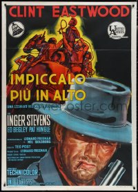 1y0199 HANG 'EM HIGH Italian 1p 1968 cool different art of Clint Eastwood with gun & cigar!