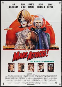 1y0210 MARS ATTACKS! Italian 1p 1997 directed by Tim Burton, great image of many brainy aliens!