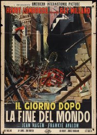 1y0303 PANIC IN YEAR ZERO Italian 1p 1962 completely different disaster art by Sandro Symeoni, rare!