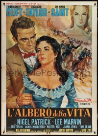 1y0221 RAINTREE COUNTY Italian 1p R1960s Stefano art of Montgomery Clift, Elizabeth Taylor & Saint!