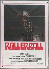 1y0227 ROLLERBALL Italian 1p R1970s James Caan in a future where war does not exist, Bob Peak art!