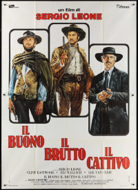 1y0259 GOOD, THE BAD & THE UGLY Italian 2p R1970s Eastwood, Van Cleef, Wallach, Leone, Casaro art!