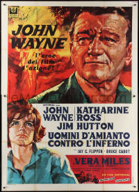 1y0260 HELLFIGHTERS Italian 2p 1969 art of John Wayne as fireman Red Adair & Katharine Ross!