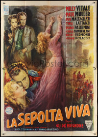 1y0286 LA SEPOLTA VIVA Italian 2p 1950 different, striking art by Anselmo Ballester, ultra rare!