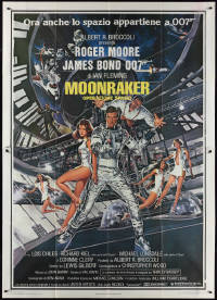 1y0268 MOONRAKER Italian 2p 1979 art of Roger Moore as James Bond & sexy ladies by Goozee!