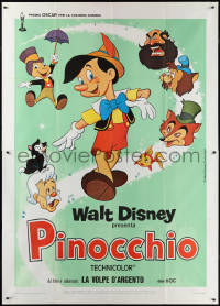 1y0273 PINOCCHIO Italian 2p R1970s Walt Disney's classic cartoon wooden boy!