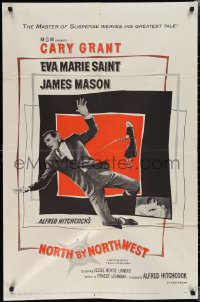 1y0818 NORTH BY NORTHWEST 1sh 1959 Alfred Hitchcock classic with Cary Grant & Eva Marie Saint!