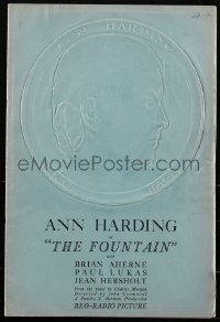 1y0086 FOUNTAIN pressbook 1934 Ann Harding, Paul Lukas, Hersholt, cool embossed cover, very rare!