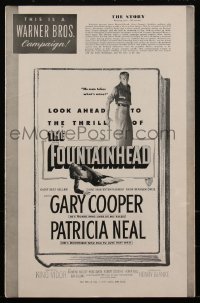 1y0087 FOUNTAINHEAD pressbook 1949 Gary Cooper, Patricia Neal, Ayn Rand objectivist classic, rare!