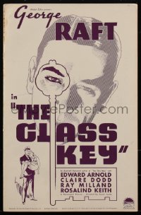 1y0090 GLASS KEY pressbook 1935 George Raft, Claire Dodd, Dashiell Hammett, cool art, very rare!