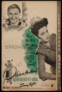 1y0091 GOVERNMENT GIRL pressbook 1943 Olivia de Havilland & Sonny Tufts in Washington D.C., rare!