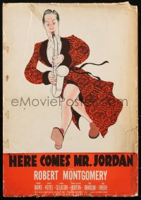 1y0094 HERE COMES MR. JORDAN pressbook 1941 Hirschfeld art of Robert Montgomery w/saxophone, rare!