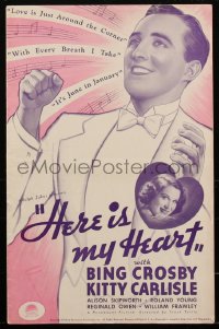 1y0095 HERE IS MY HEART pressbook 1934 Bing Crosby, Kitty Carlisle, Love is Just Around the Corner!