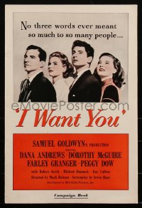 1y0100 I WANT YOU pressbook 1951 Dana Andrews, Dorothy McGuire, Farley Granger, Peggy Dow