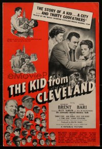 1y0105 KID FROM CLEVELAND pressbook 1949 George Brent, Lynn Bari, Cleveland Indians baseball, rare!