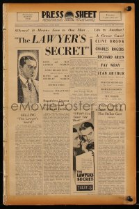 1y0110 LAWYER'S SECRET pressbook 1931 Buddy Rogers, Clive Brook, Fay Wray, Jean Arthur, Arlen, rare!