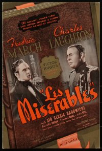 1y0111 LES MISERABLES pressbook 1935 Fredric March, Charles Laughton, Victor Hugo classic, rare!