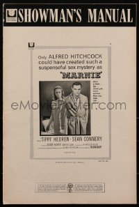 1y0117 MARNIE pressbook 1964 Sean Connery & Tippi Hedren in Hitchcock's suspenseful sex mystery!