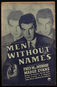 1y0119 MEN WITHOUT NAMES pressbook 1935 government agent Fred MacMurray & Madge Evans, ultra rare!