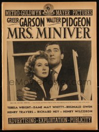 1y0125 MRS. MINIVER pressbook 1942 Greer Garson, Walter Pidgeon, directed by William Wyler, rare!